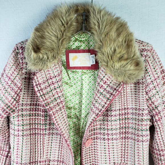 Vintage Y2K Hollister Co Penny Lane Coat Jacket Wool Blend Woven Plaid 70s Retro - Picture 5 of 16